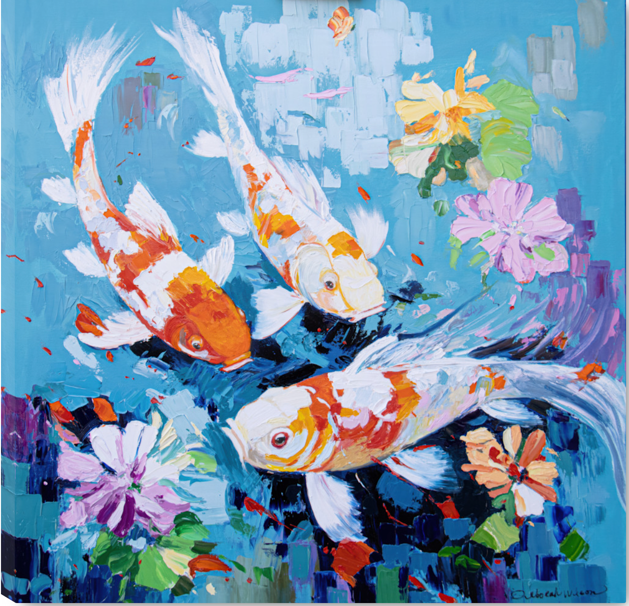 A Pond In Bloom 40" X40" Canvas Gallery Wrapped