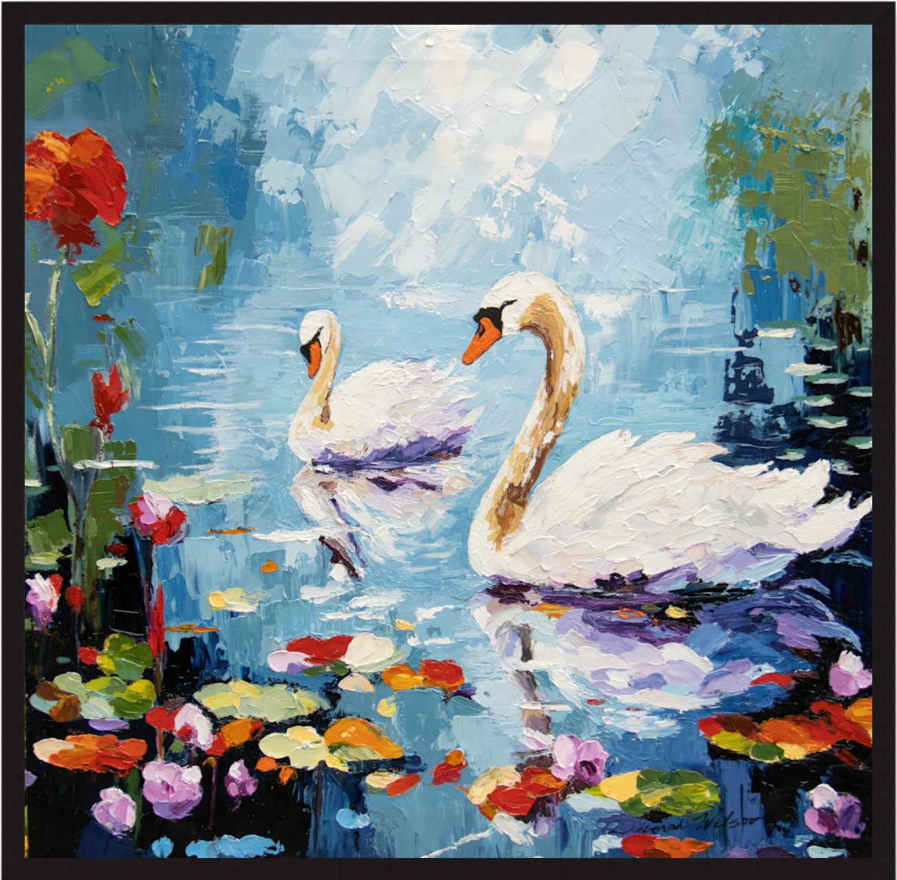 A_Silent_Glide_Framed Wood Black 40" x 40