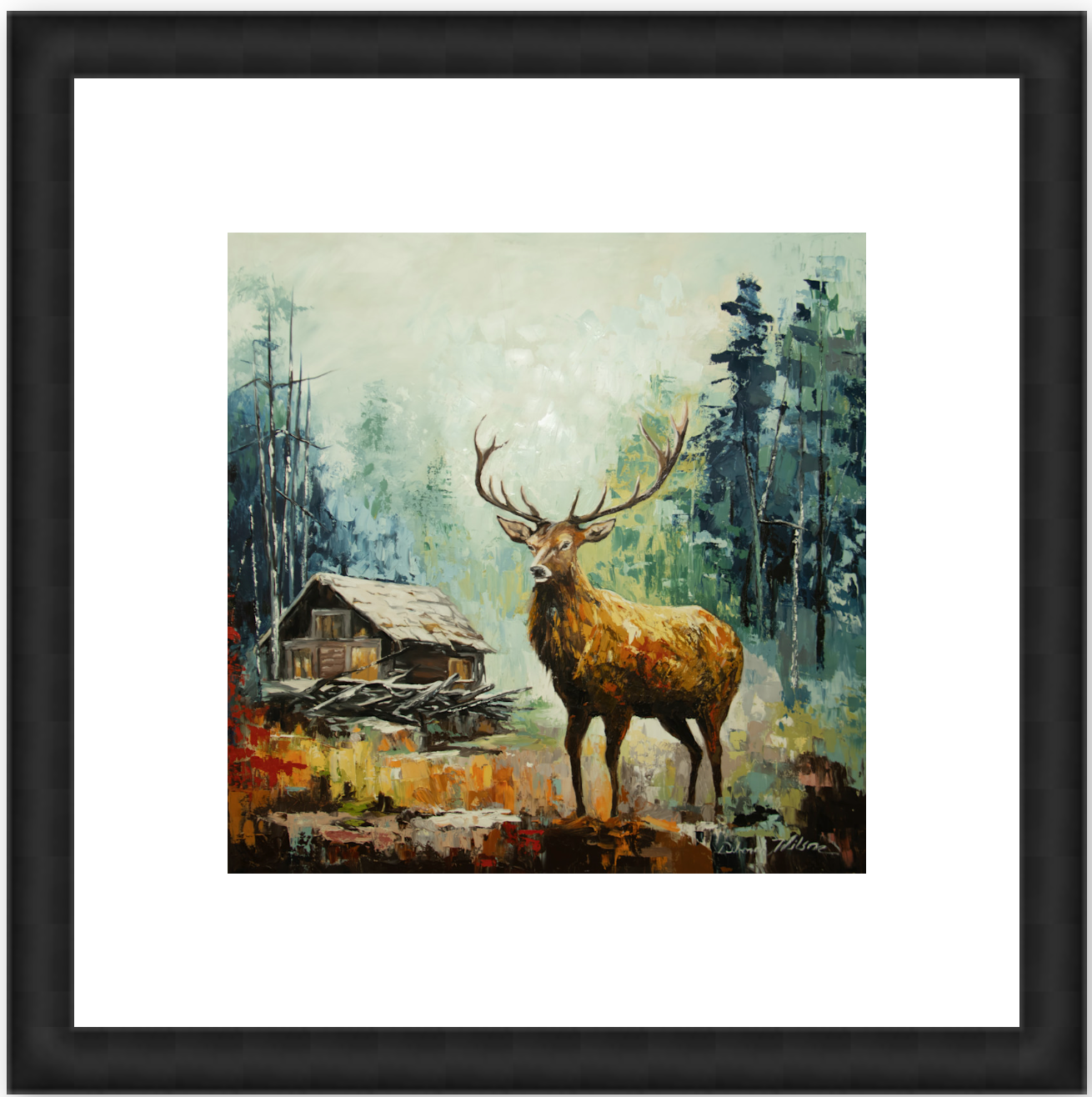 mong_the_Timbers_Framed Wood Black w/2" Mat 8" x 8"