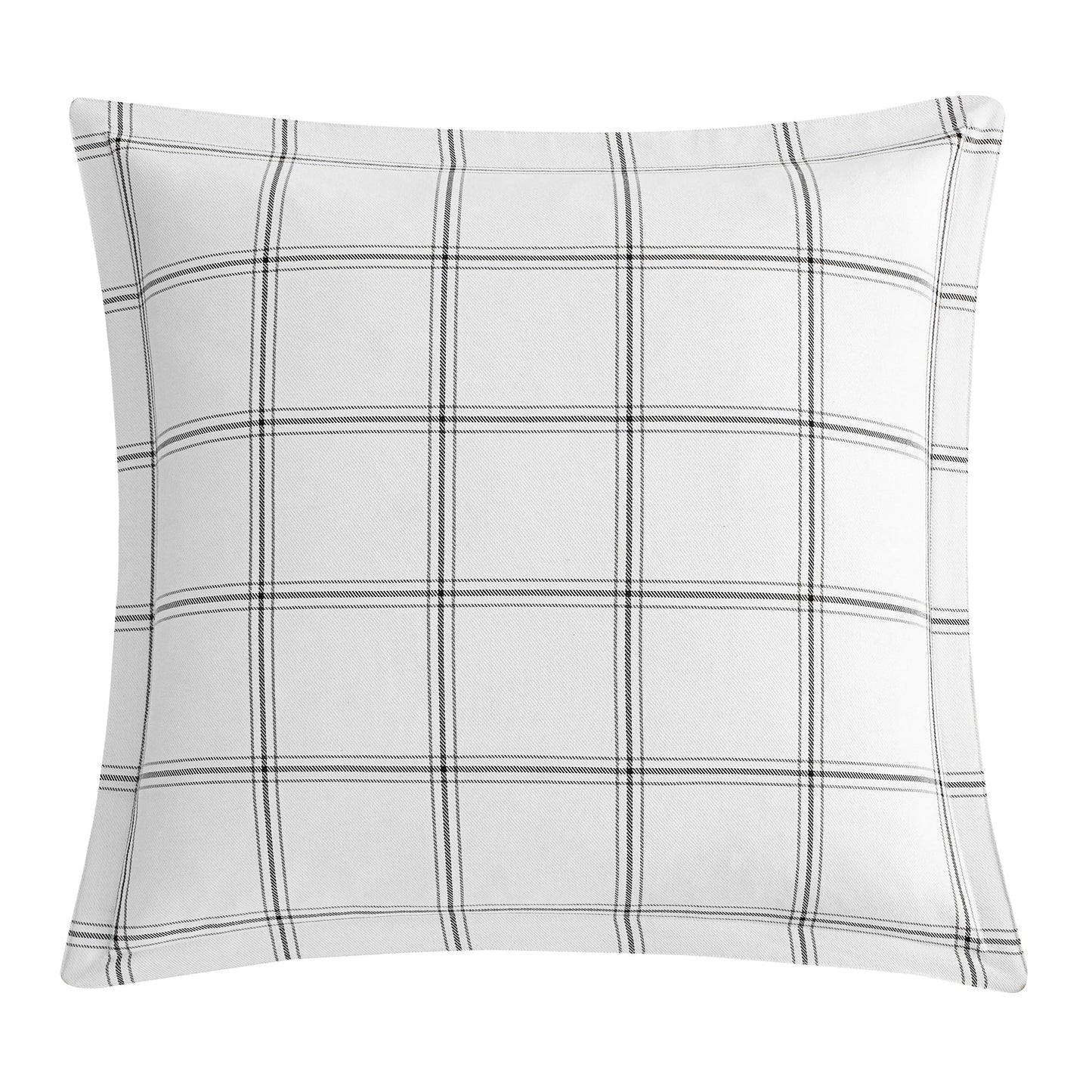 Plaid-patterned pillow on a white background