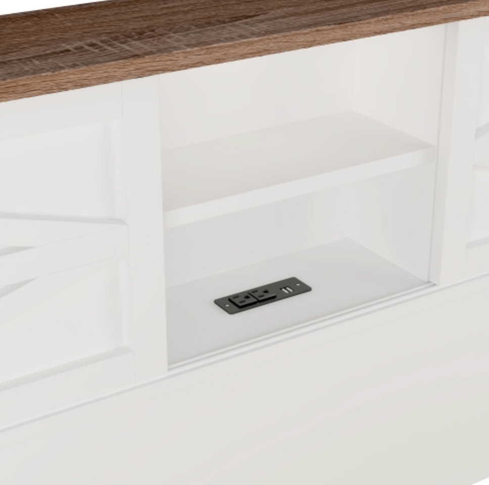 Grayson Full Size Rustic Wood Bed with Charging Station USB