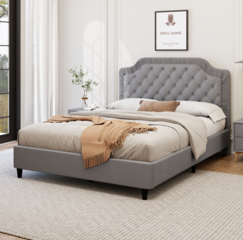 Morganton King Size Upholstered Bed Gray