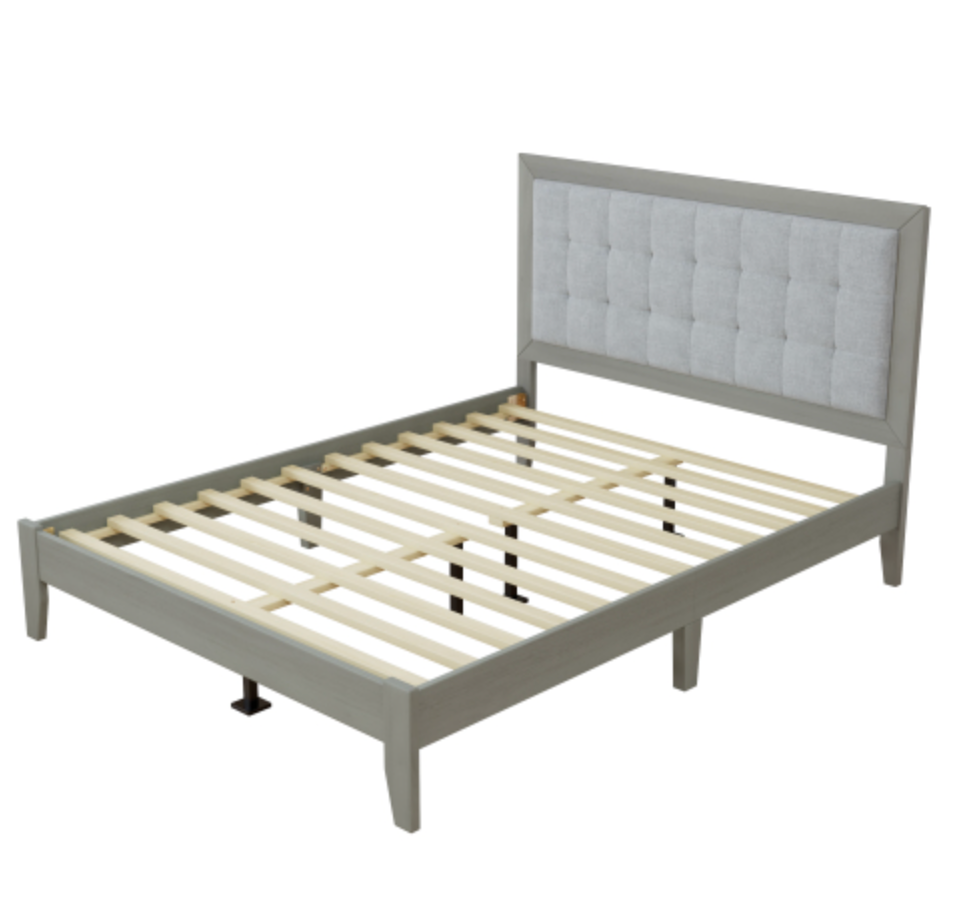 Christopher Knight Solid Wood Platform Upholstered Headboard King Bed