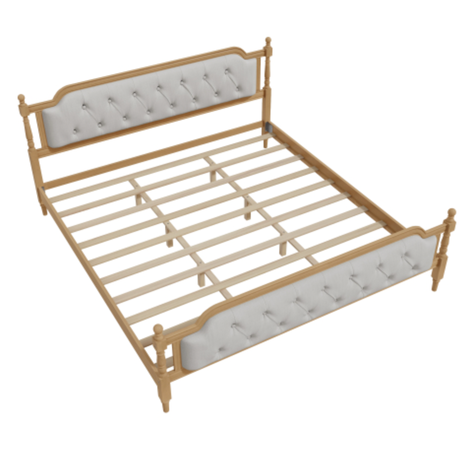King Bed Versailles Haven Walnut Upholstered Wooden