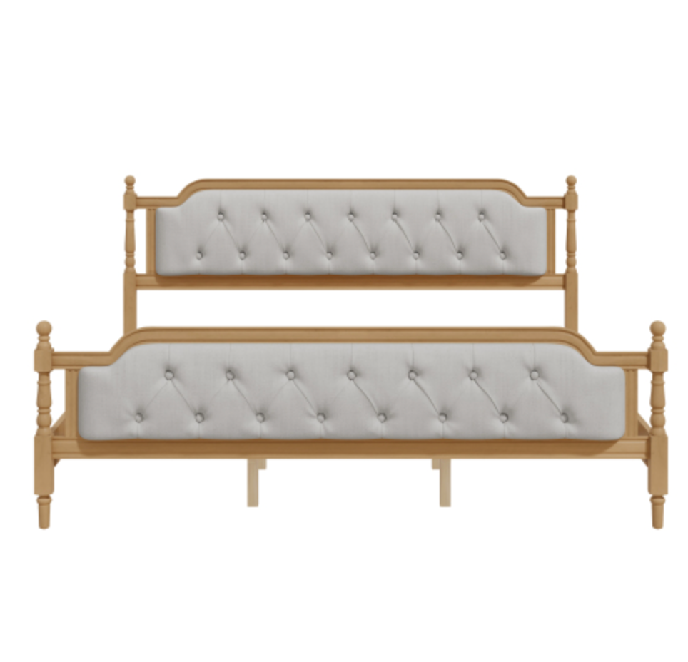 King Bed Versailles Haven Walnut Upholstered Wooden