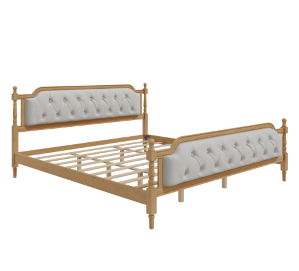 King Bed Versailles Haven Walnut Upholstered Wooden