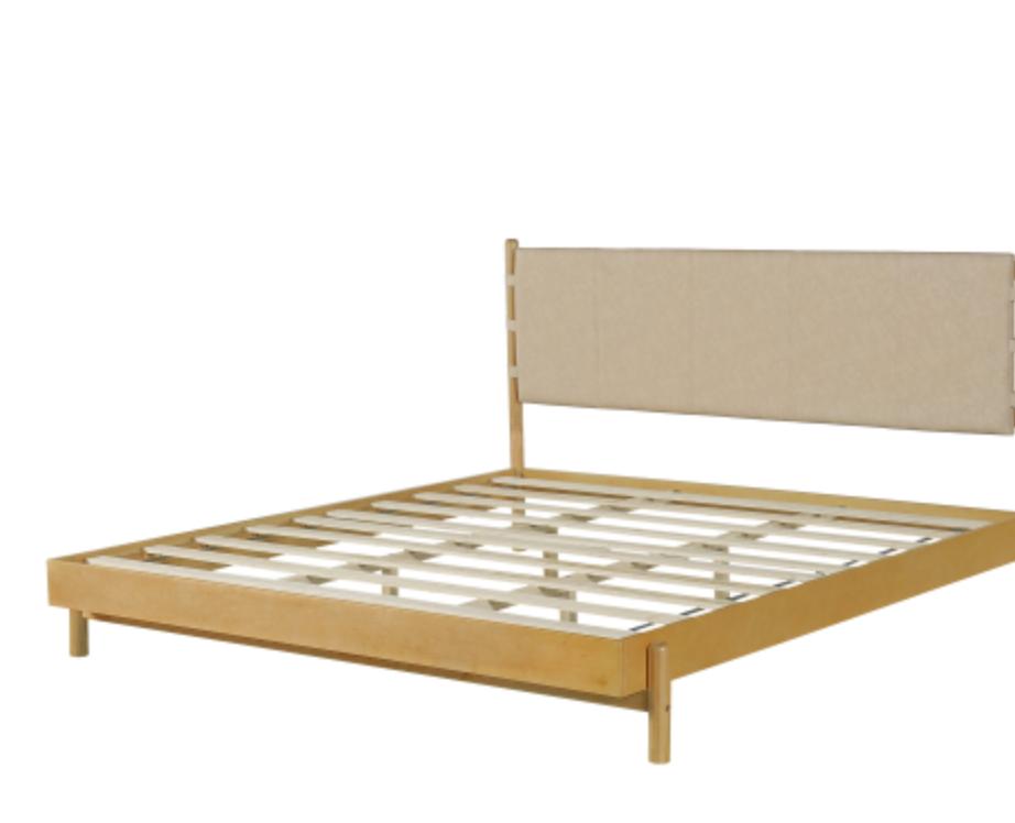 The Jenifer Premium Rubber Wood Walnut Platform Queen Bed
