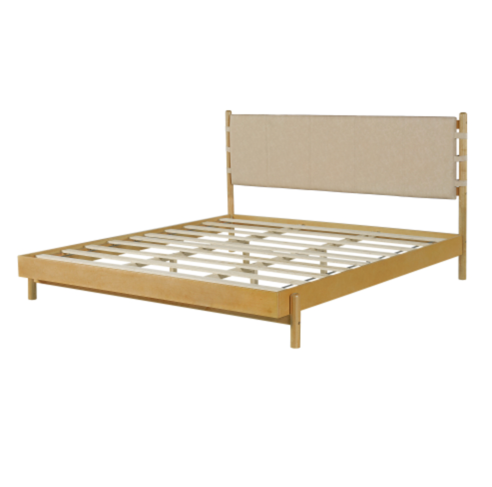 The Jenifer Premium Rubber Wood Walnut Platform Queen Bed