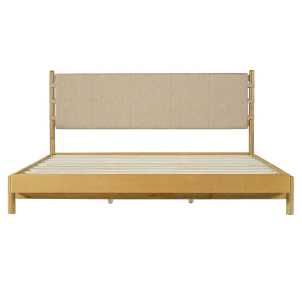 The Jenifer Premium Rubber Wood Walnut Platform Queen Bed