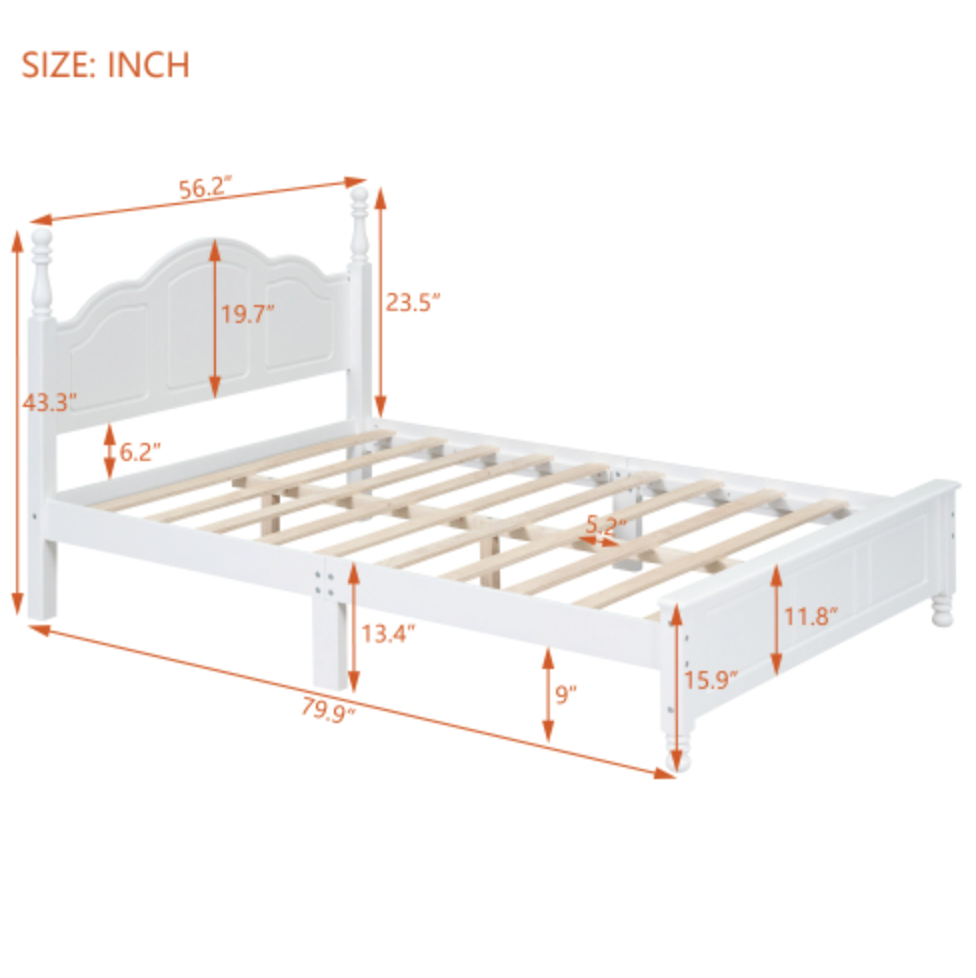 Tammy Full Size Wood Platform Bed Frame,White