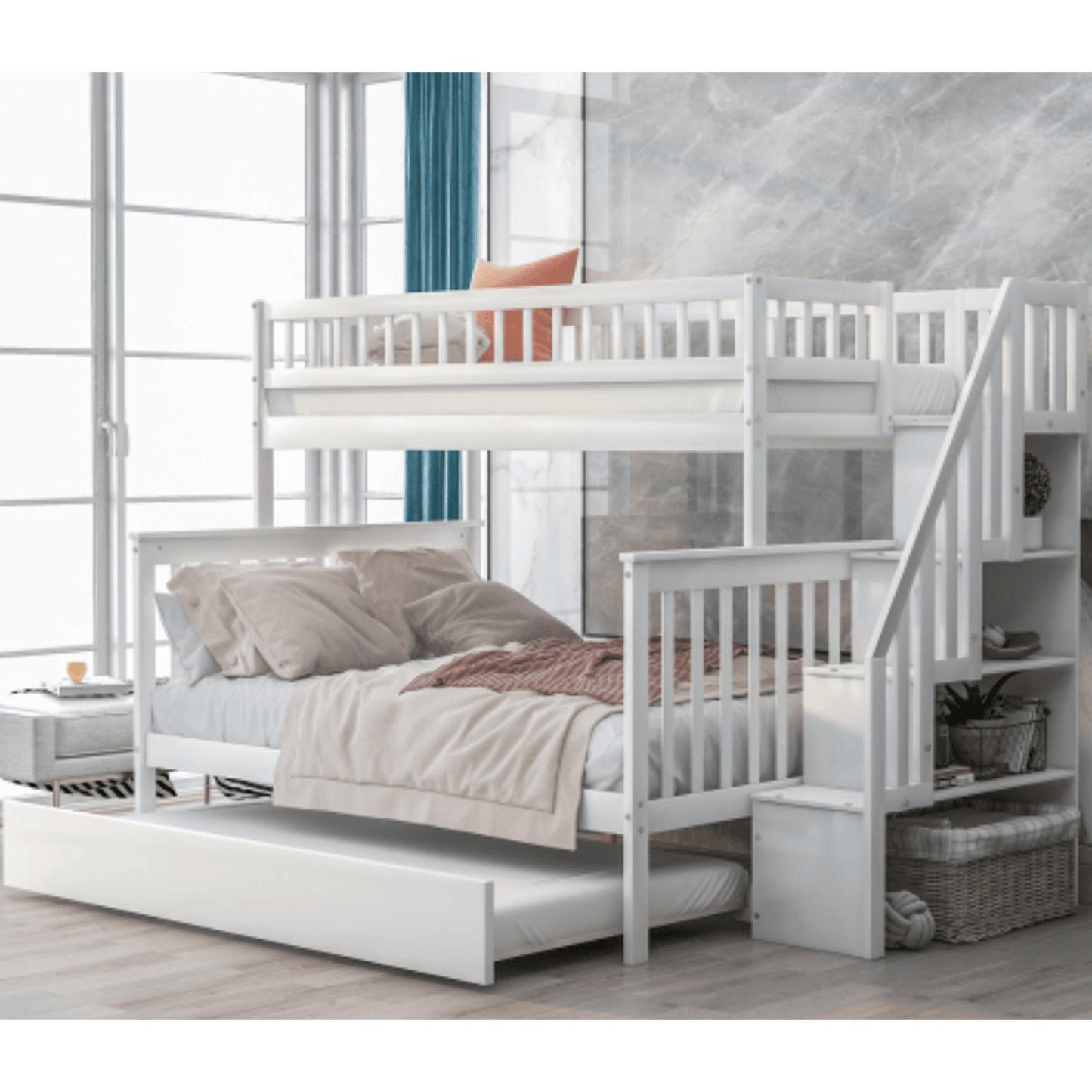 The "Dream Weaver" Twin Over Full Bunk Bed with Trundle