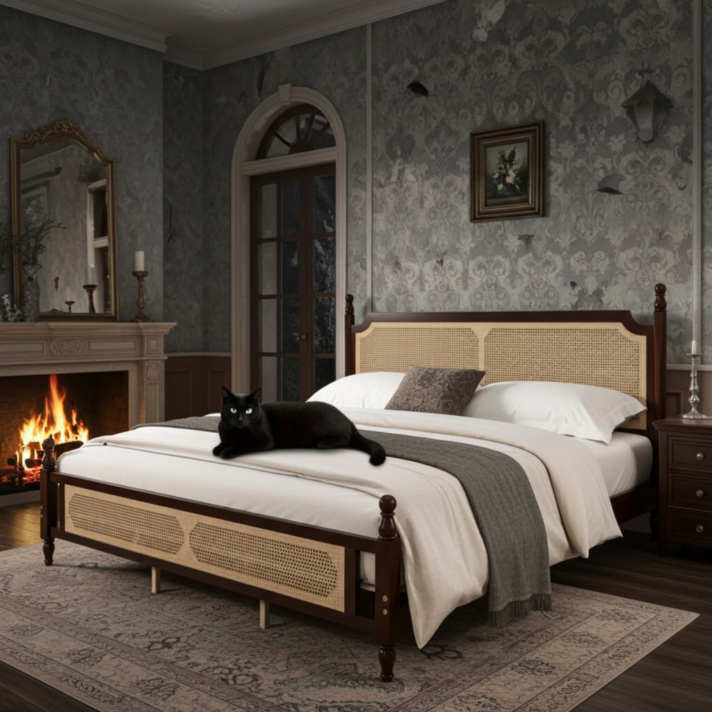 Halloween The Carolina Rattan King size Bed Espresso