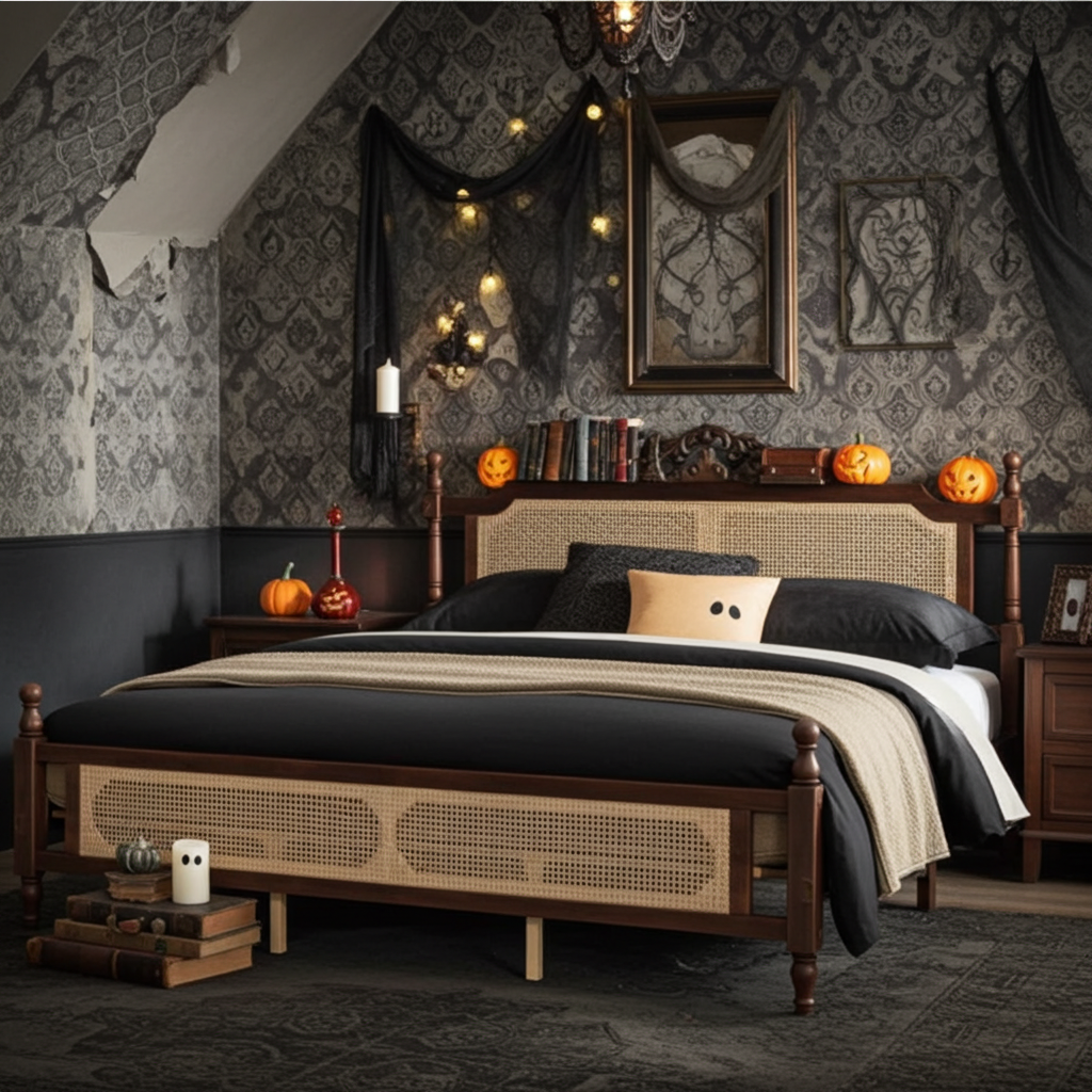 Halloween The Carolina King Size Bed Waulnut