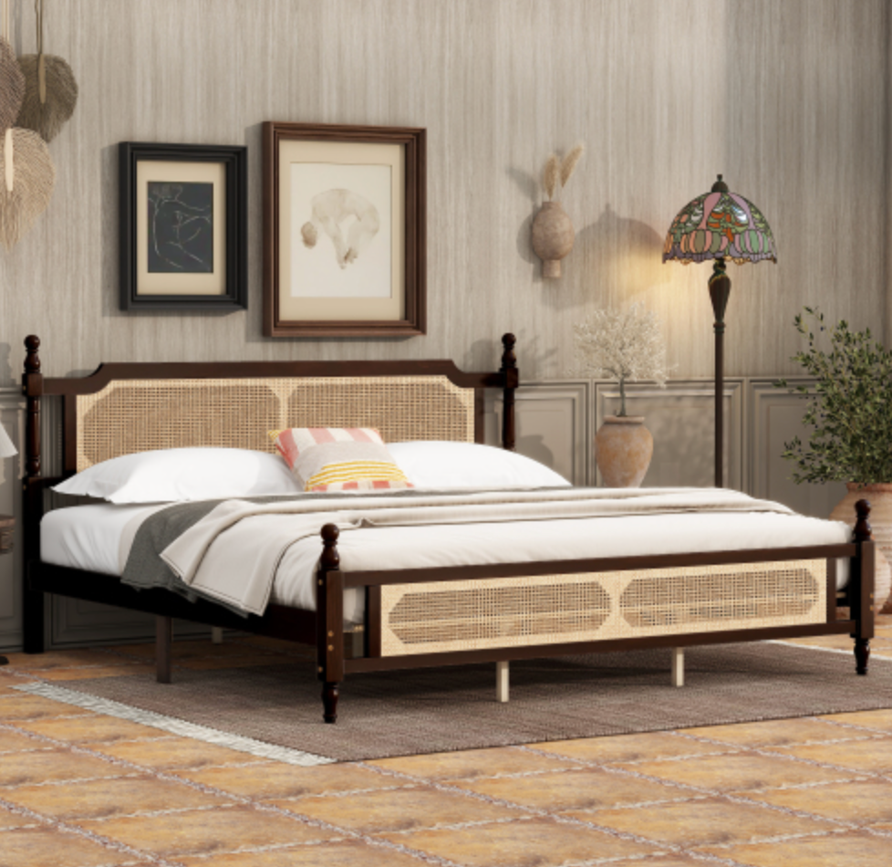 "The Carolina" Rattan King Bed Espresso Full View