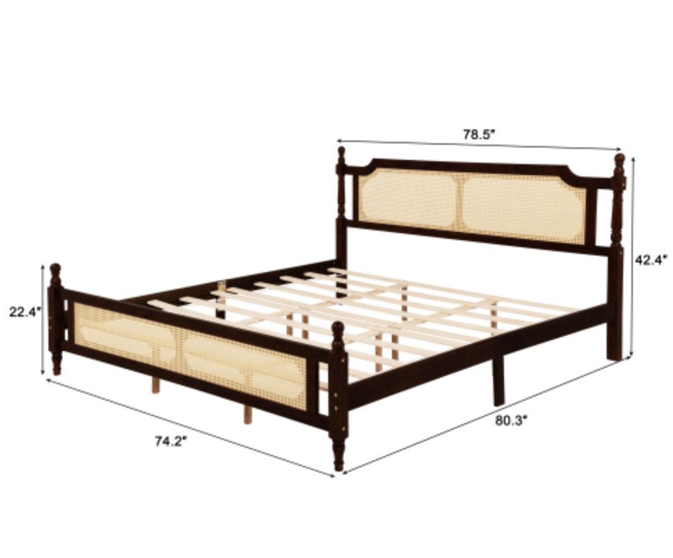 "The Carolina" Rattan King Bed Espresso Measurements