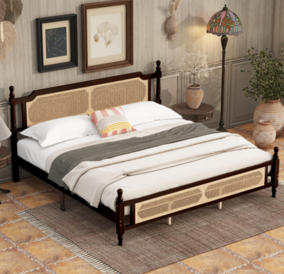 "The Carolina" Rattan King Bed Espresso Top View