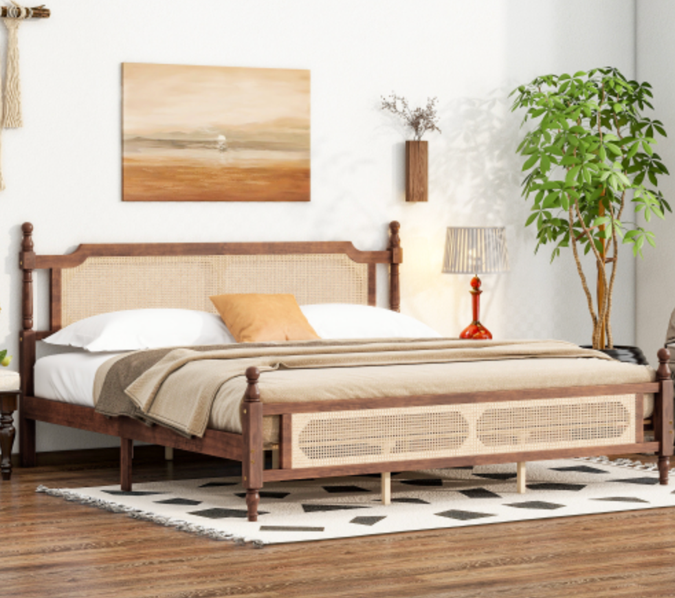 "The Carolina" Rattan King Size Bed Walnut