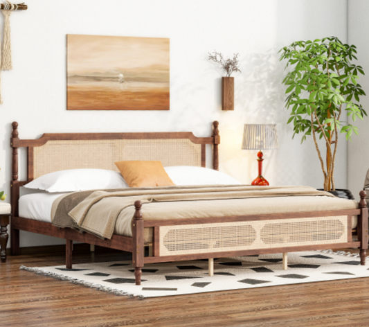 "The Carolina" Rattan King Size Bed Walnut