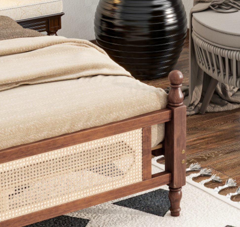 "The Carolina" Rattan King Size Bed Walnut  Footboard