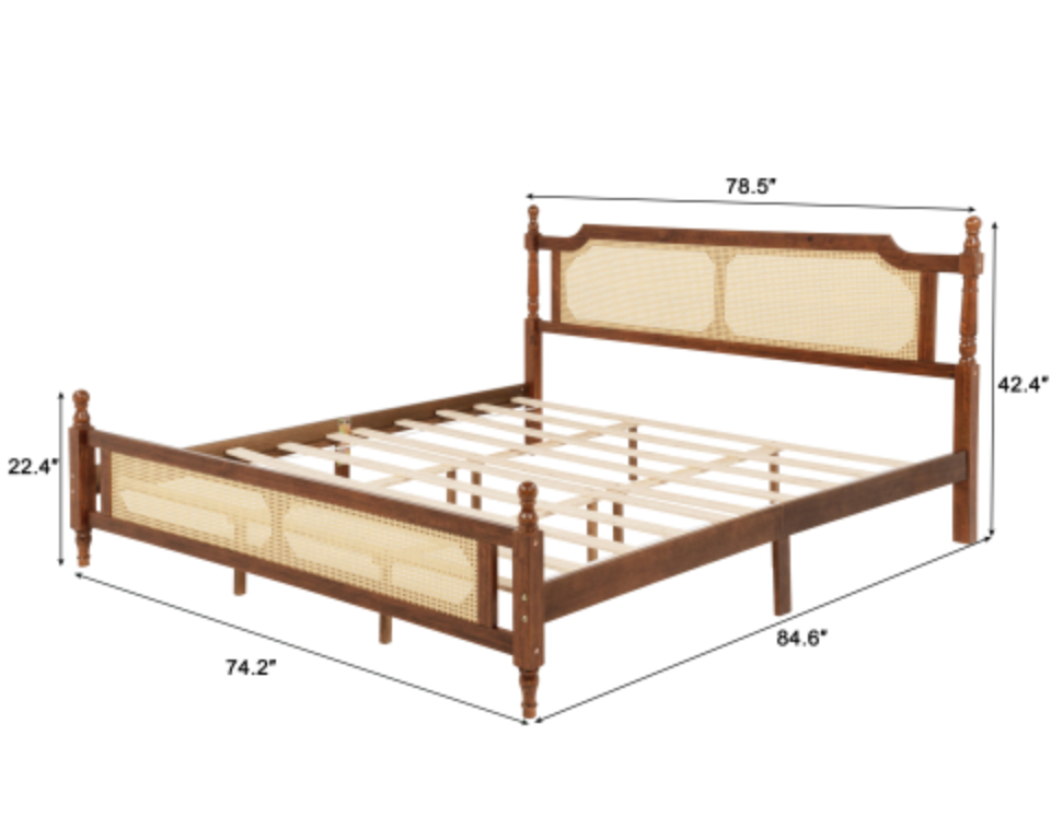 "The Carolina" Rattan King Size Bed Walnut  Measurements