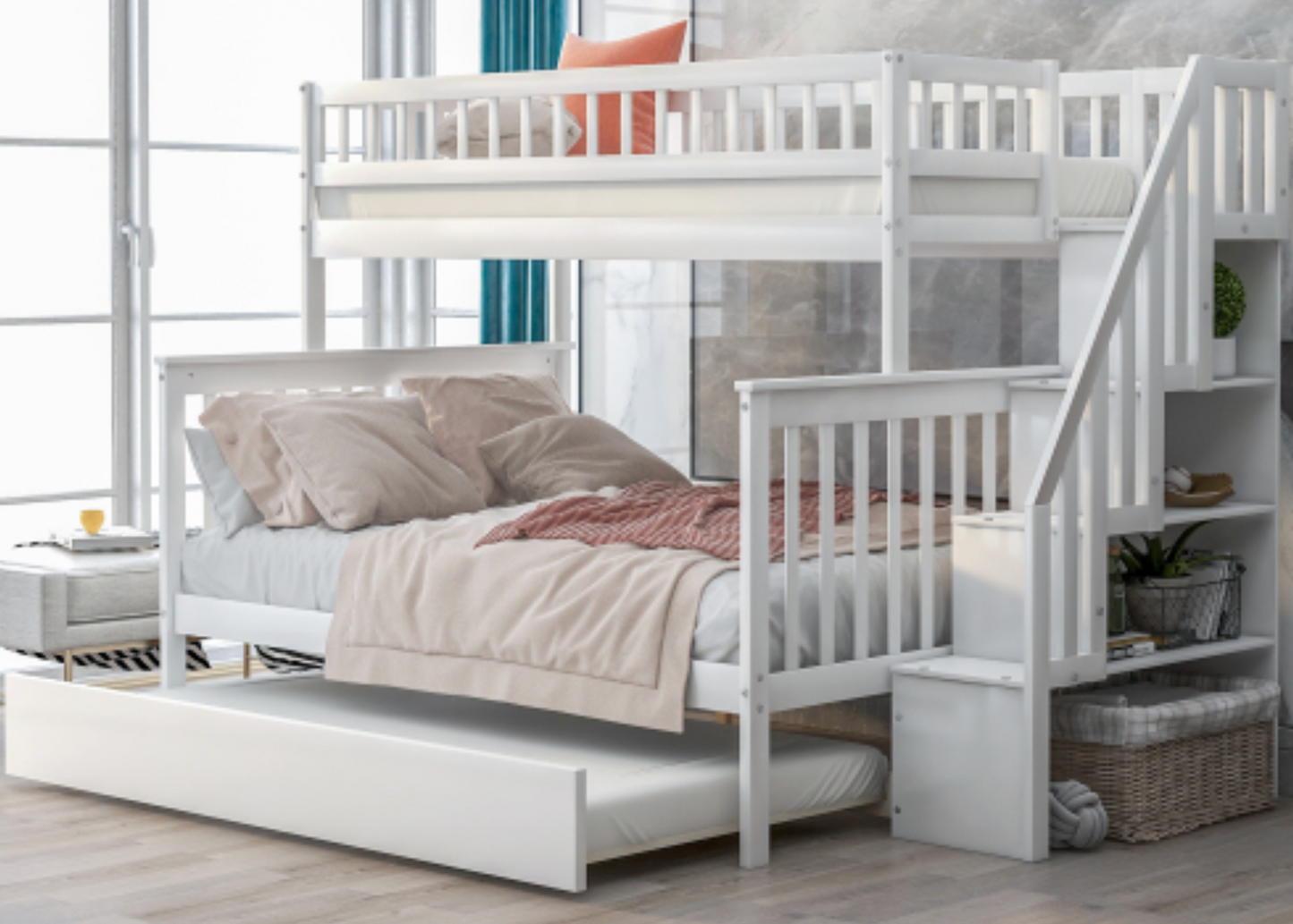 The "Dream Weaver" Twin Over Full Bunk Bed with Trundle
