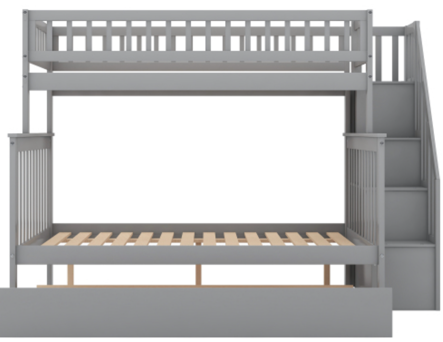 The "Dream Weaver" Twin Over Full Bunk Bed with Trundle Full Gray View