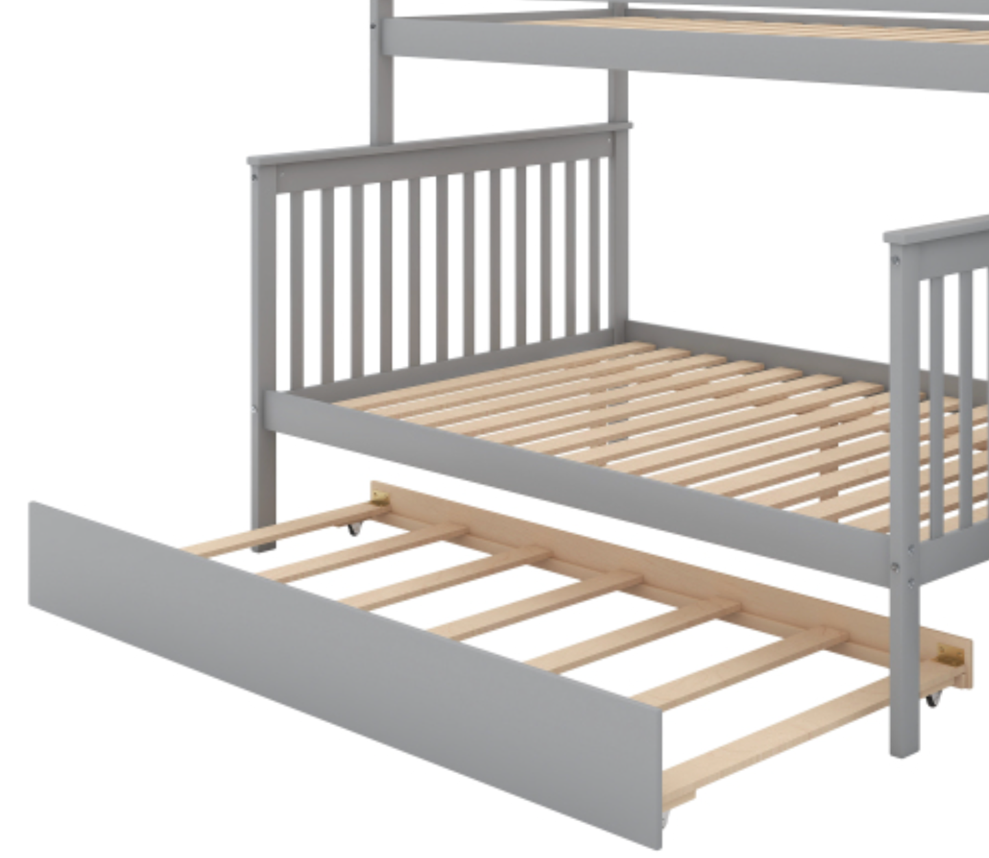 The "Dream Weaver" Twin Over Full Bunk Bed with Trundle Gray Bed View