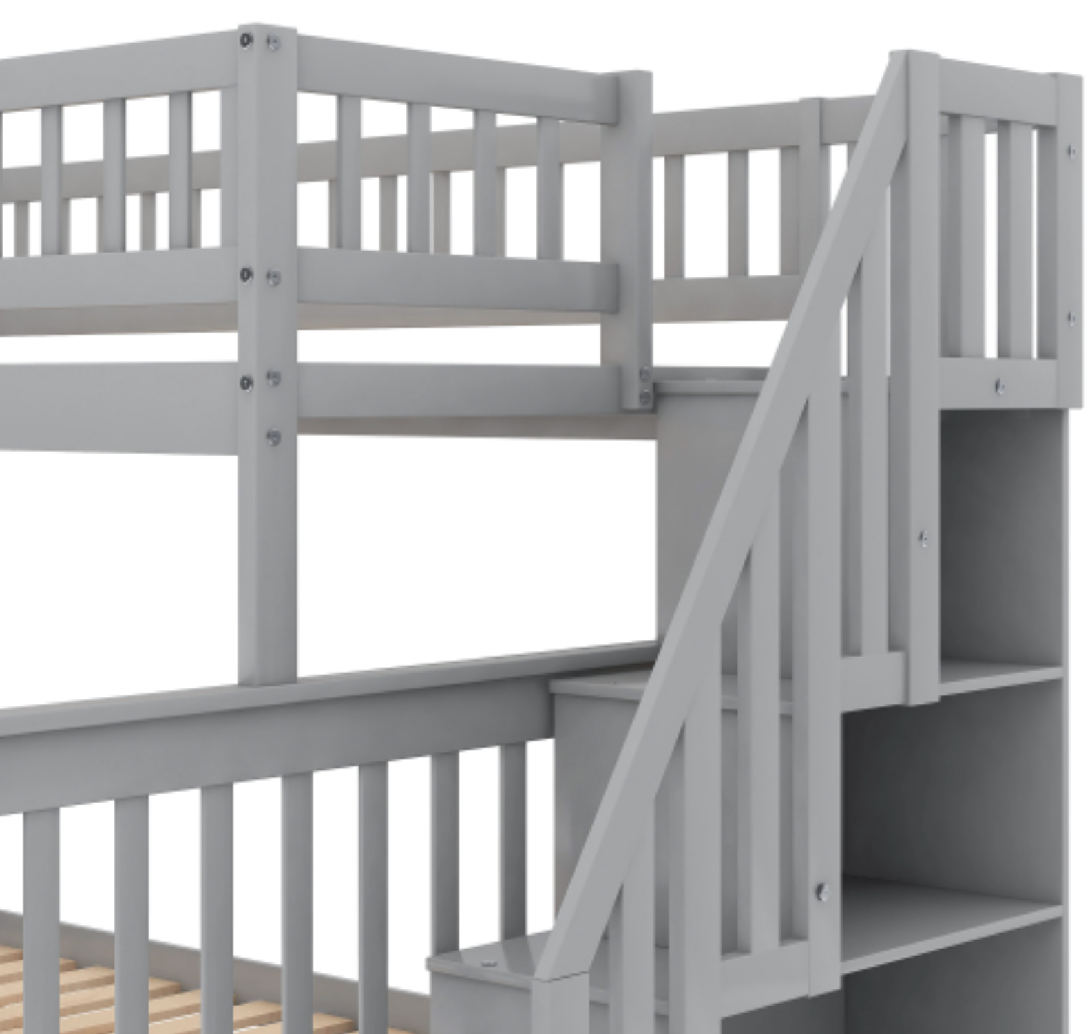 The "Dream Weaver" Twin Over Full Bunk Bed with Trundle Step View