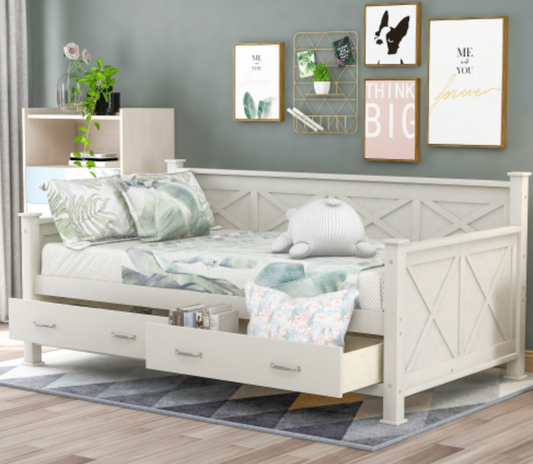 The Magnolia Homestead Twin Cream White Storage Daybed