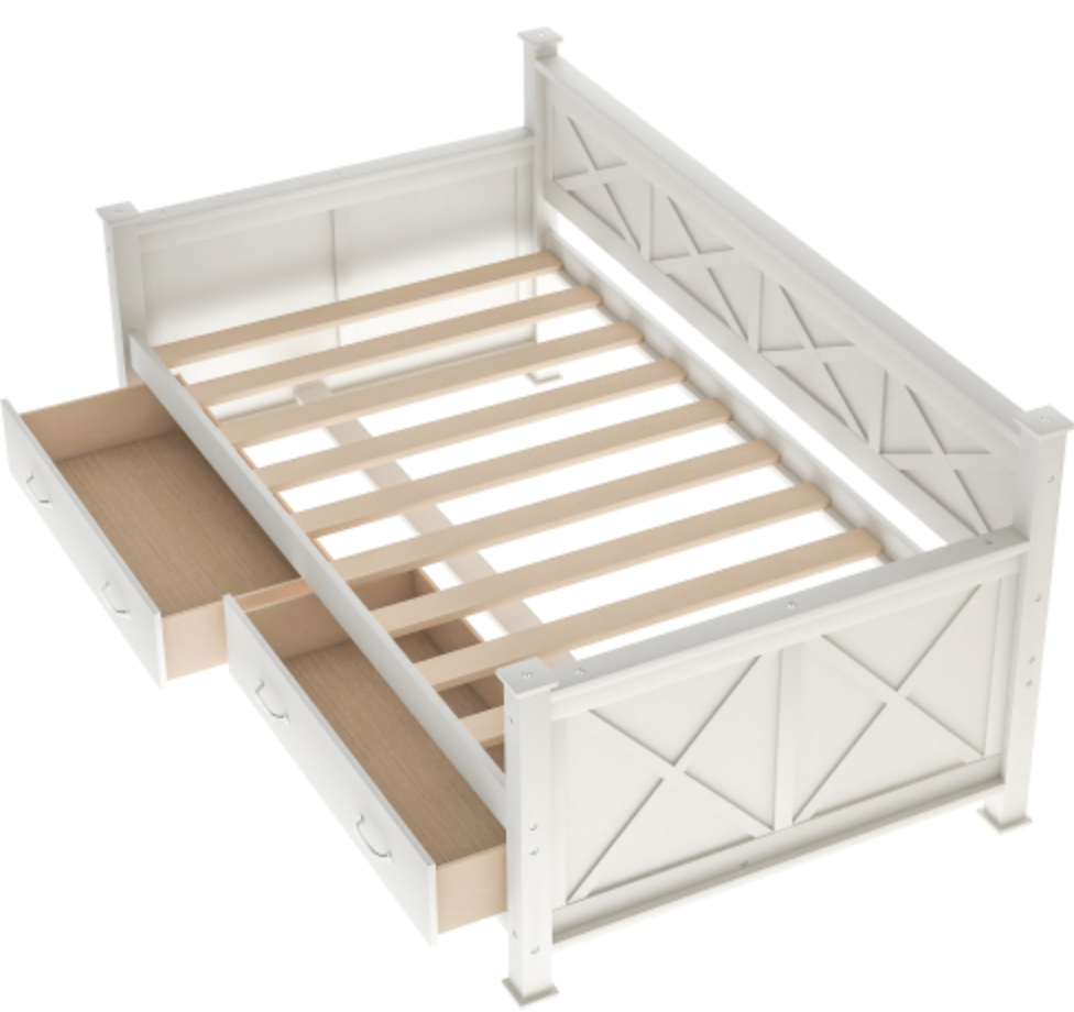 The Magnolia Homestead Twin Cream White Storage Daybed Drawers