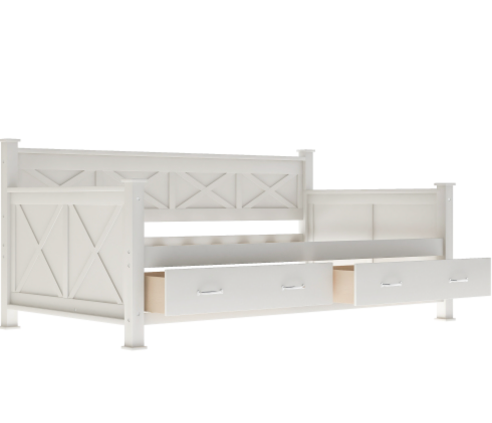 The Magnolia Homestead Twin Cream White Storage Daybed Front