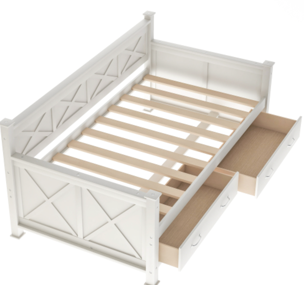 The Magnolia Homestead Twin Cream White Storage Daybed Slats