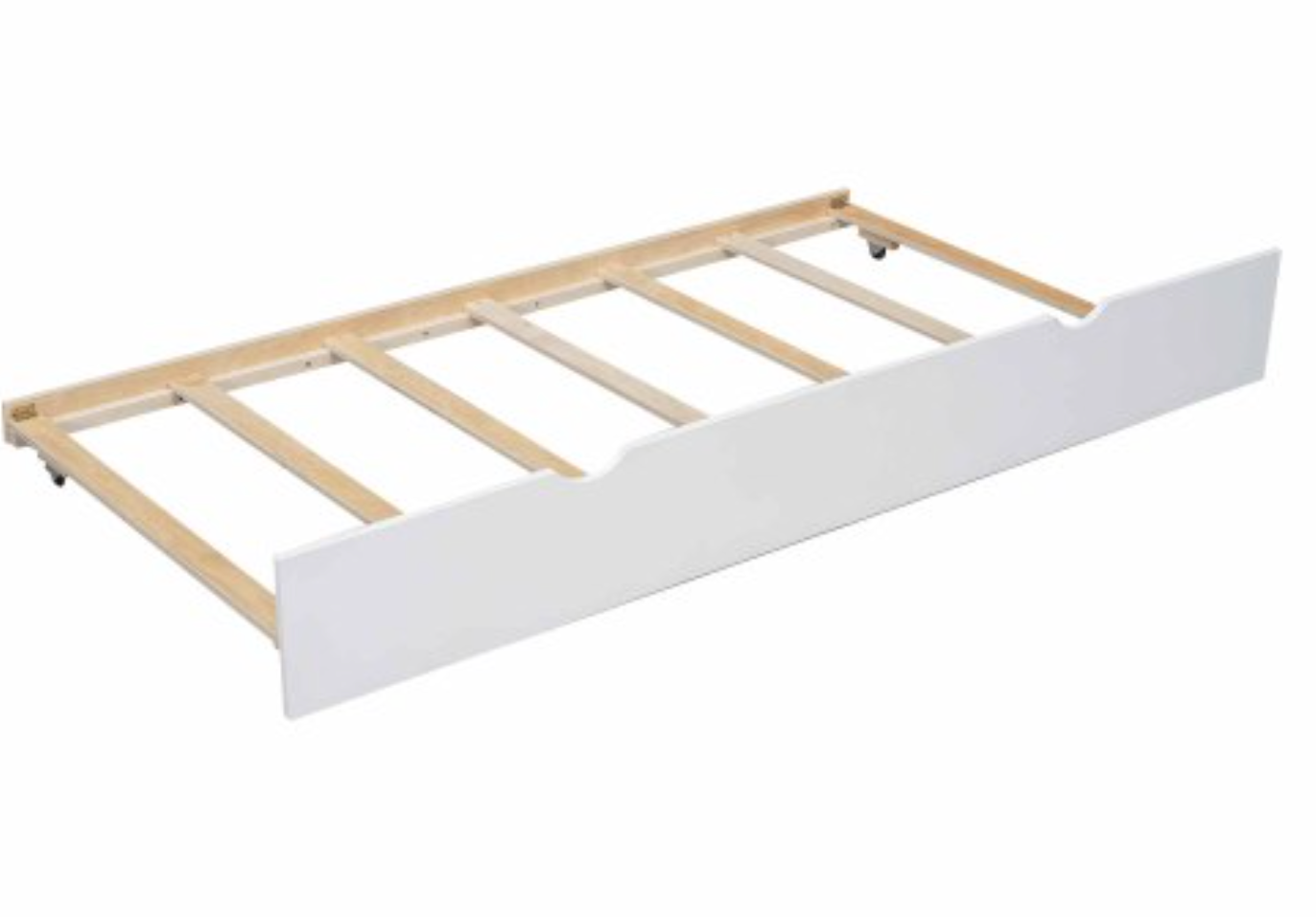 The "Space Saver" Twin Over Full Bunk Bed with Trundle White Flat Slat View