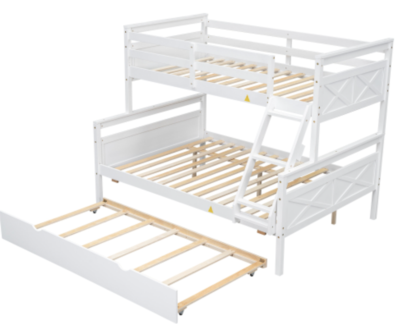 The "Space Saver" Twin Over Full Bunk Bed with Trundle White Right Slat View