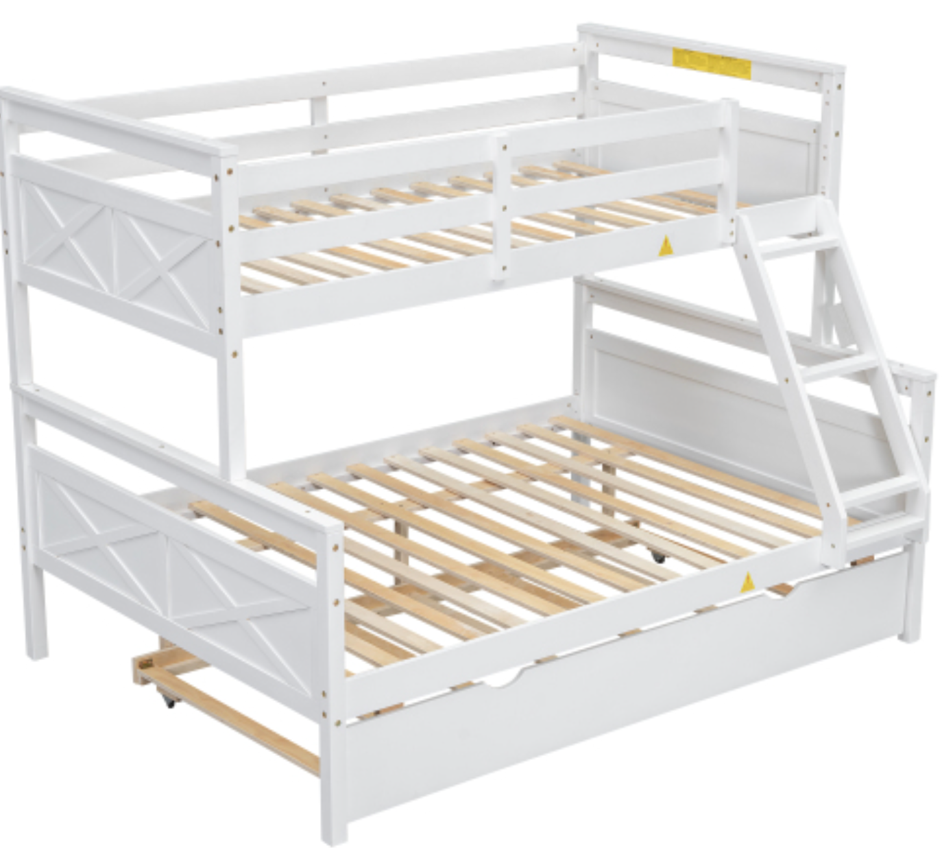 The "Space Saver" Twin Over Full Bunk Bed with Trundle White Side Slat View