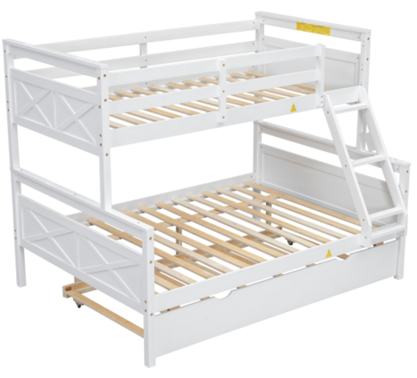 The "Space Saver" Twin Over Full Bunk Bed with Trundle White Slat View