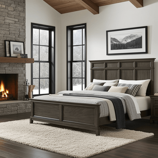 Modern Queen Size Bed Panel Style Headboard Gray - Bunk and Bed Co.