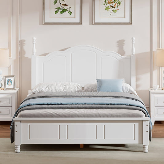 Tammy Full Size Wood Platform Bed Frame,White - Bunk and Bed Co.
