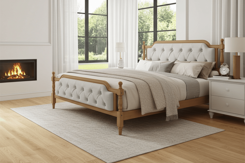 Versailles Haven Walnut Tufted Upholstered Bed - King - Bunk and Bed Co.
