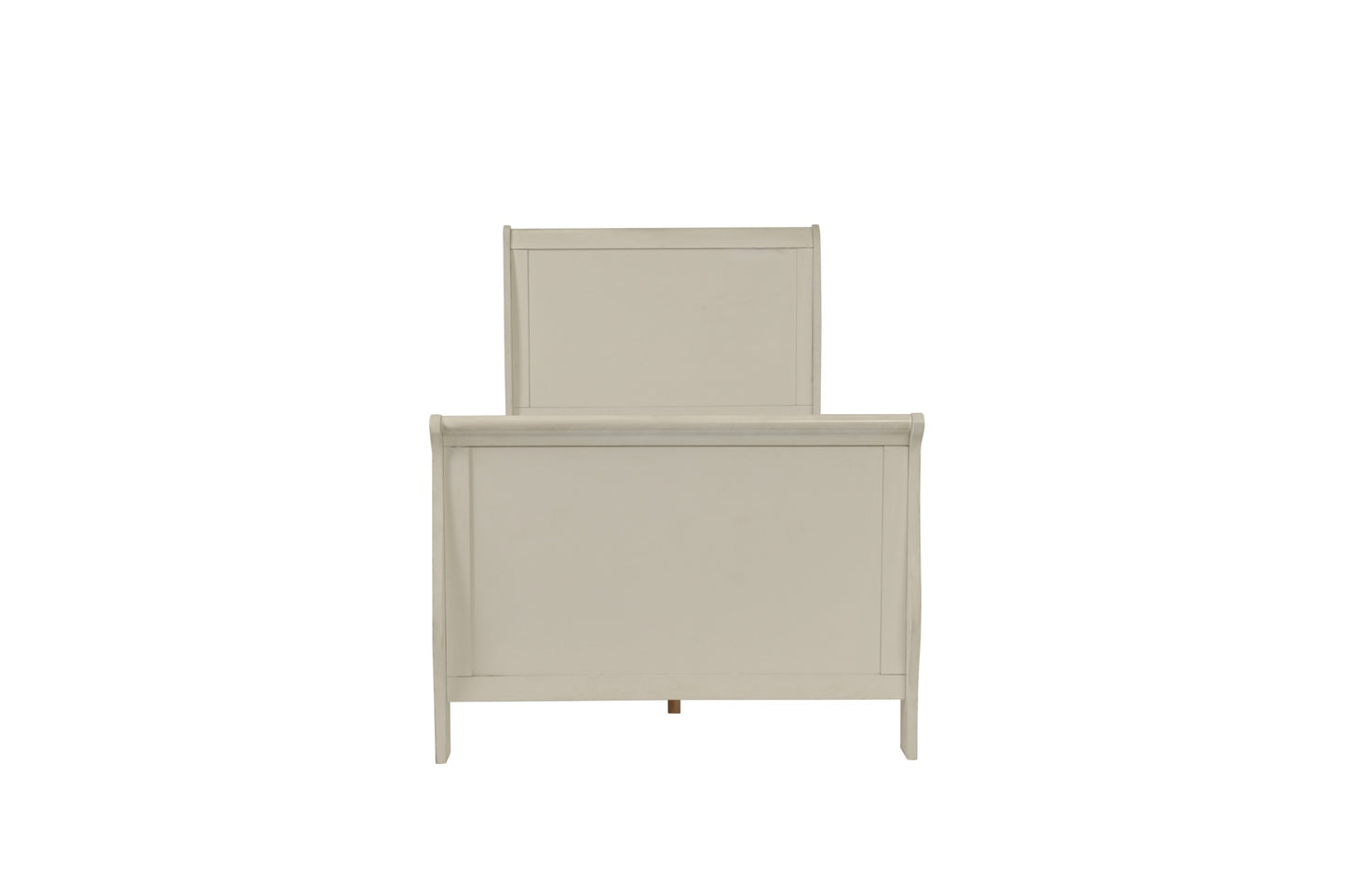 Beige wooden headboard and footboard on a white background