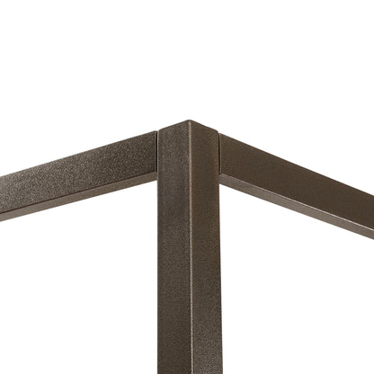 Close-up of a corner of a metal frame with a white background