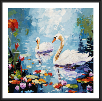 A Silent Glide Framed Wood Black 30" x 30" with 2" mat
