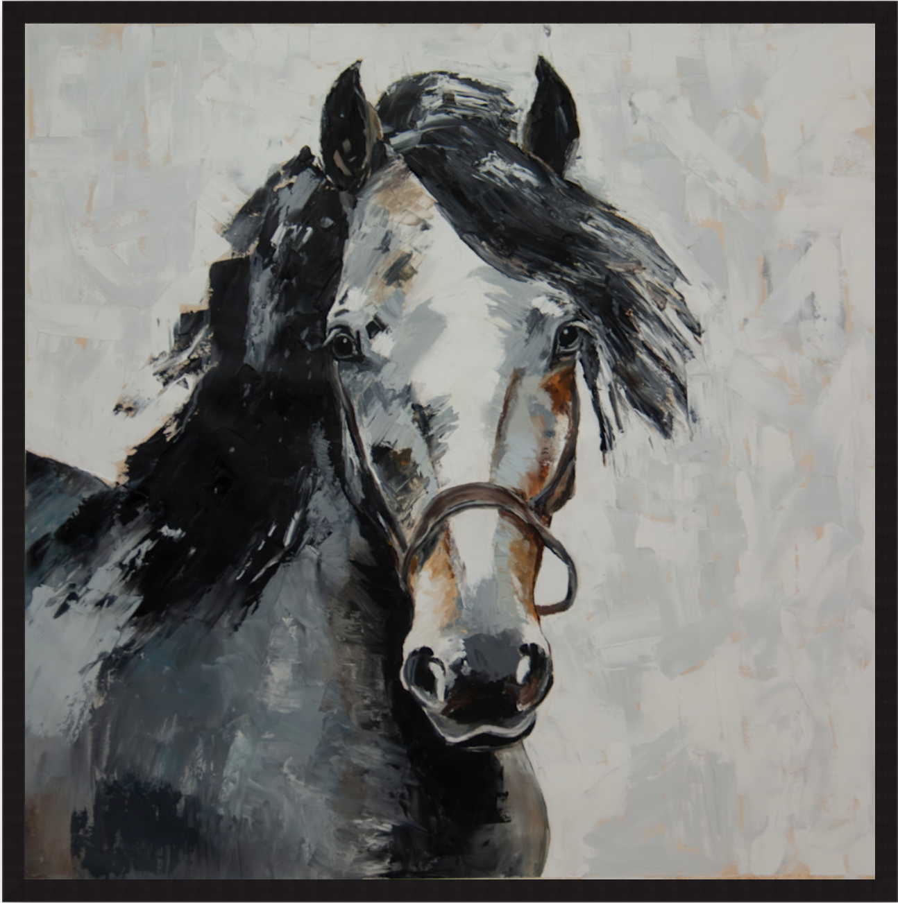 Equestrian_Essence Framed Wood Black 40" x 40"