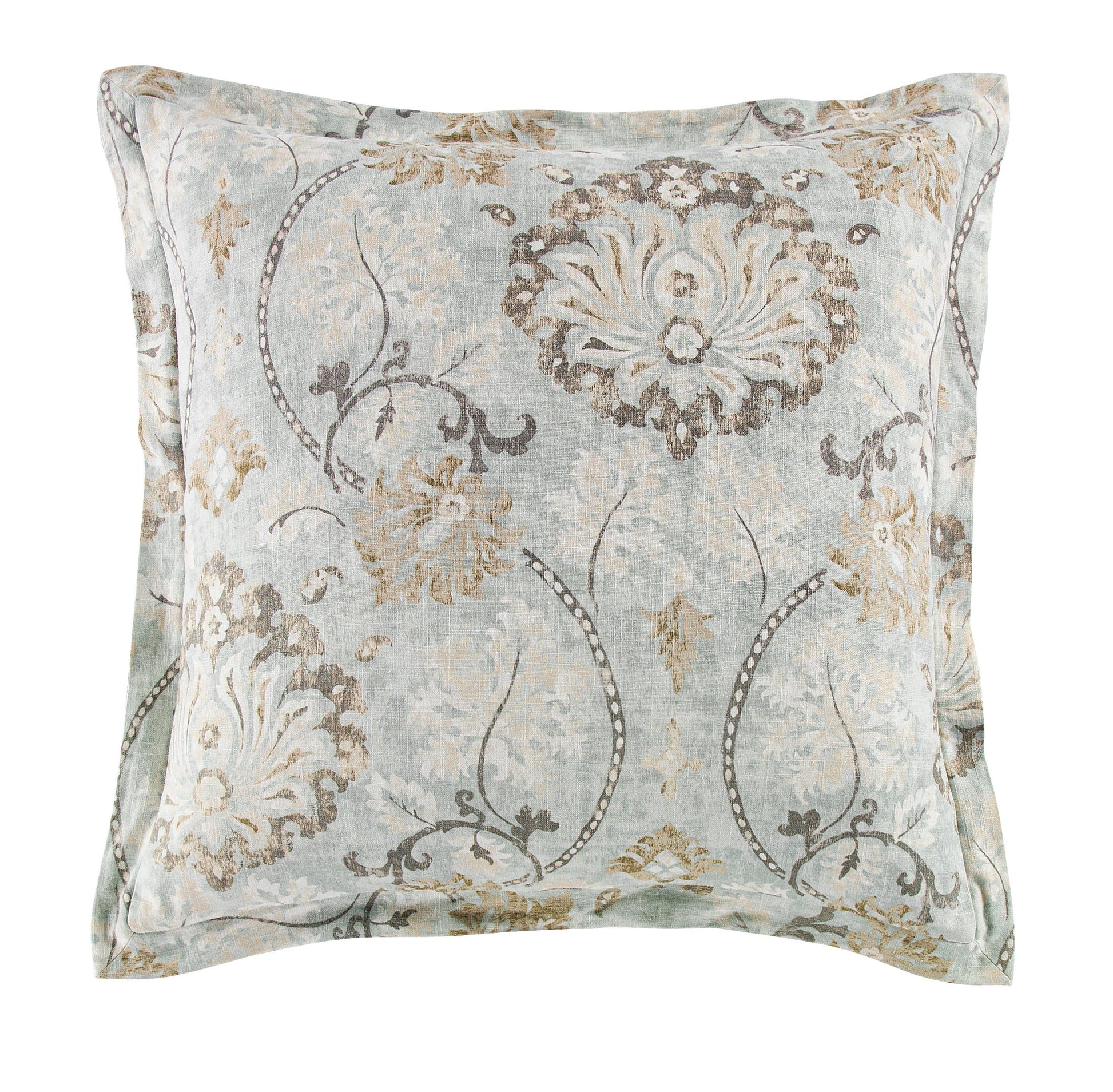 Decorative pillow with floral pattern on a white background