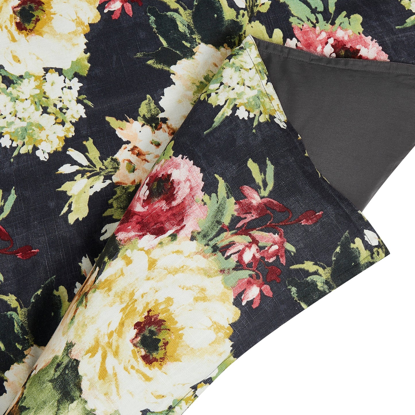 Floral patterned fabric with a dark background