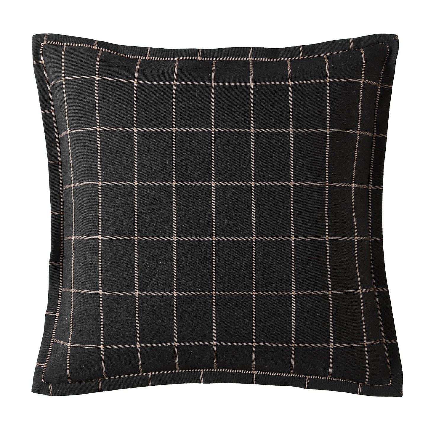 Black checkered pillow on a white background
