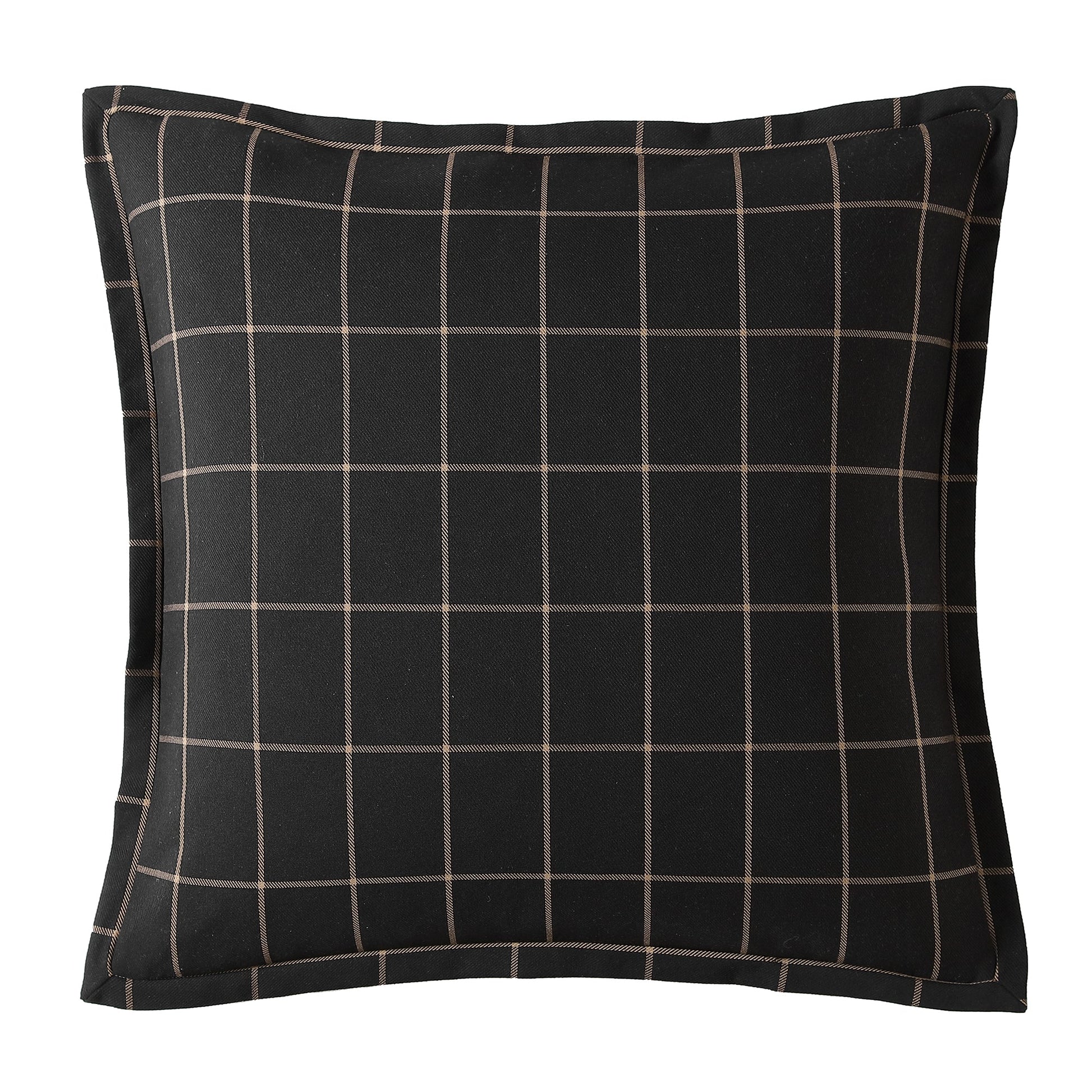 Black checkered pillow on a white background