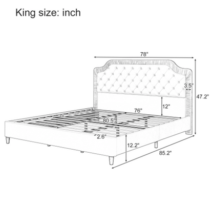 Morganton King Size Upholstered Bed Measurements