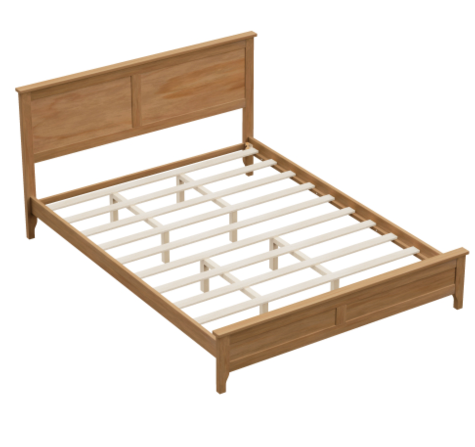 Queen Platform Bed Modern Headboard Slats