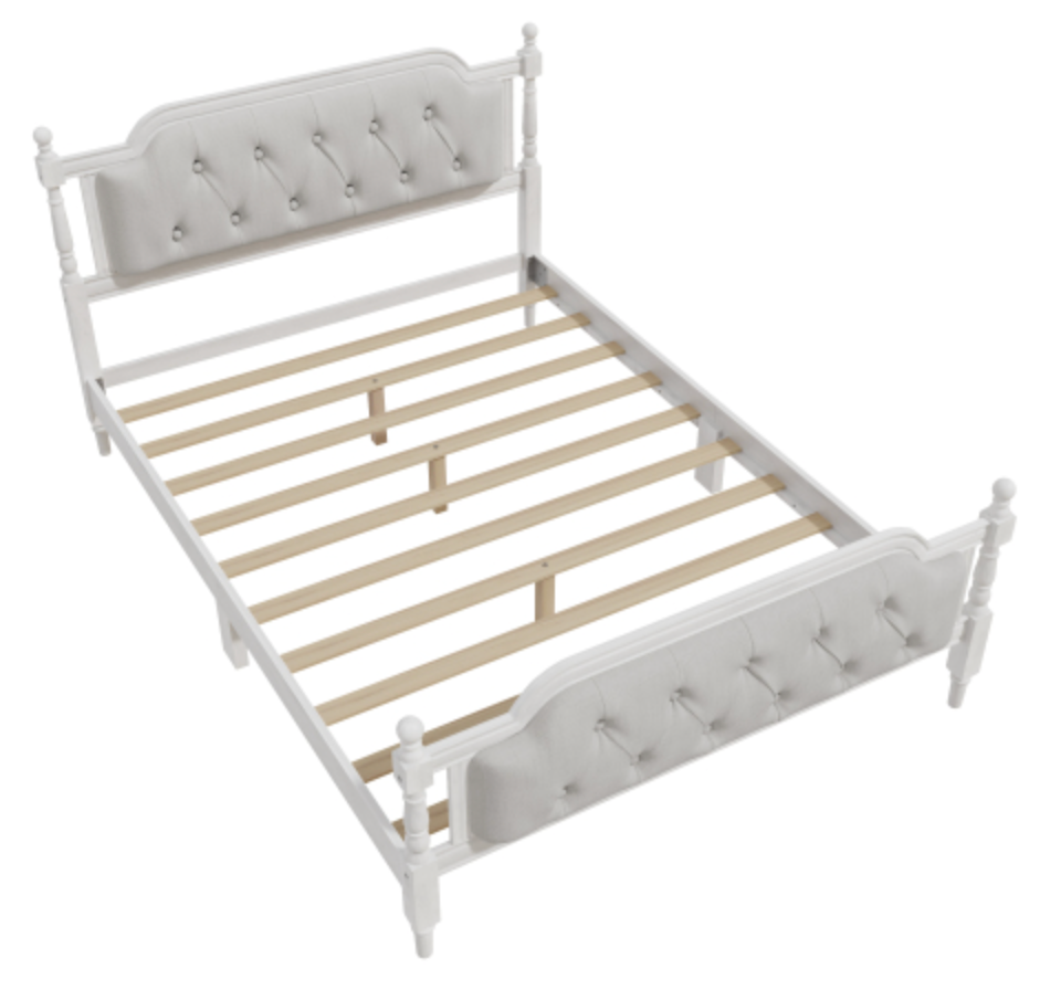 Full Bed Versailles Haven Traditional Wood Tufted White